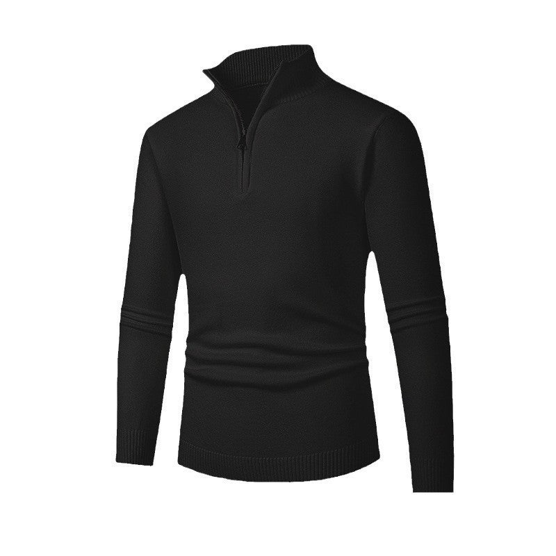 Men's Fashion Half Zipper Polo Sweater Casual Long Sleeve