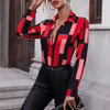 Blusa a maniche lunghe da donna versatile con stampa geometrica