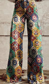 Daily High Rise Pattern Pocket Wide Leg Pants