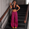 Womens High-waisted Loose-fitting Leopard-print Wide-leg Pants
