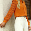 New V-neck Lace-trimmed Patchwork Long-sleeve Top