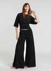 Womens Casual Slim-Fit Loose Wide-Leg Pants Set