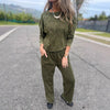 Women's Casual All-matching Lace-up Crew Neck Long Sleeve Blouse And Pants