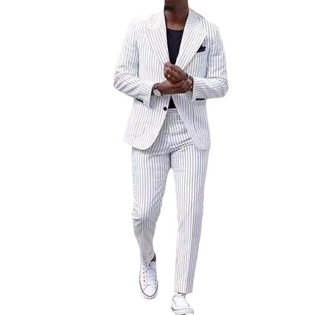 Pantaloni Americani Eleganti Casual a Righe da Abito