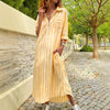 Womens Elegant Casual Loose-Fit Striped Long Shirt Dress