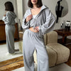 Women's Casual Solid Color Long Sleeve Zipper Sweatshirt Sweatpants Two-piece Set