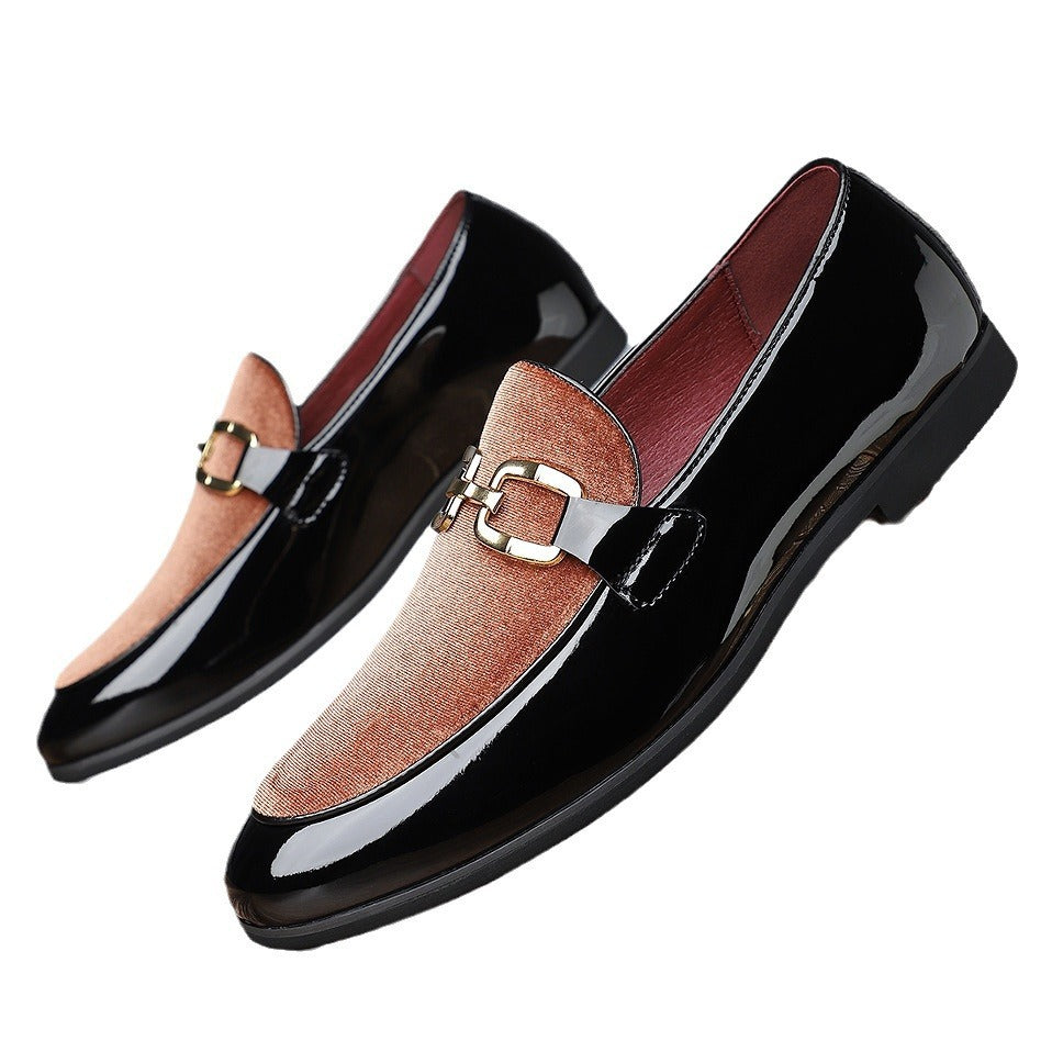 Men's Glossy Pointed British Style Frosted Suede Business Casual Leather Shoes