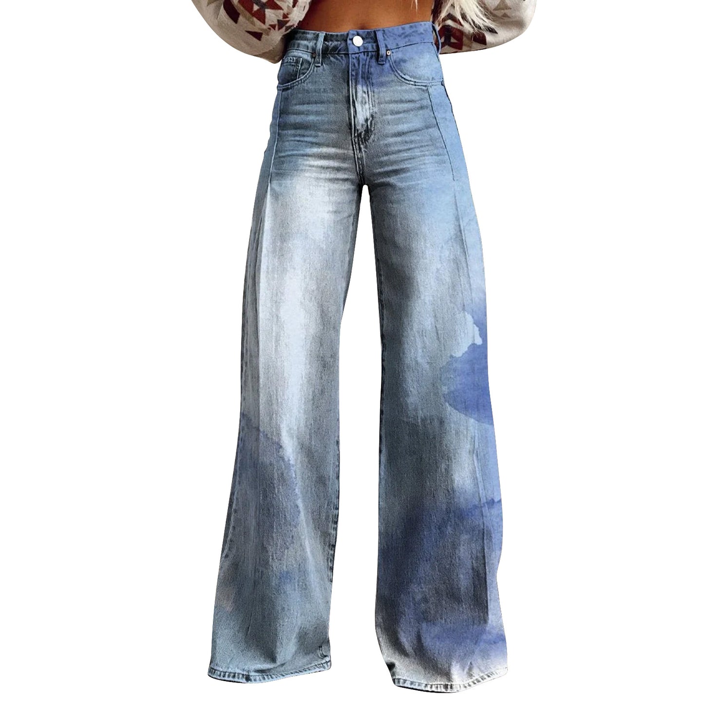 American And European-style Womens Flared Denim Jeans Made From Pure Cotton