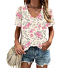 T-shirt da donna, stampa floreale e botanica, maniche corte scollo a V casual