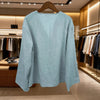 Camicia in lino da donna bohémien con scollo a V