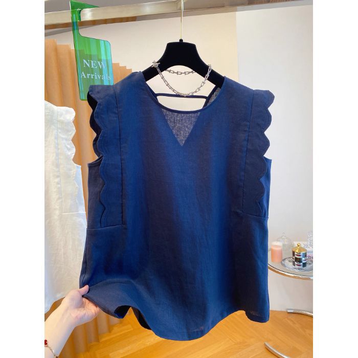 Top da donna gilet in lino retrò