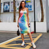 Casual Tie-Dye Long Dress With A Cross-Back Design
