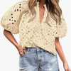 Top da donna casual elegante in pizzo traforato