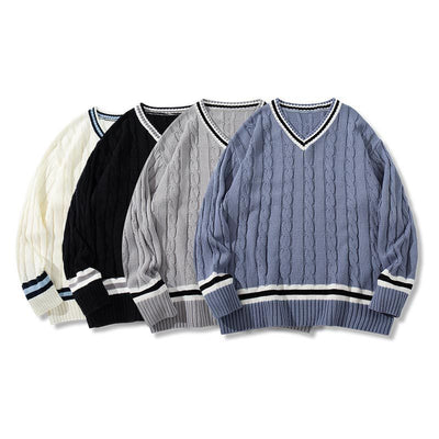 American Collegiate Style V-neck Sweater