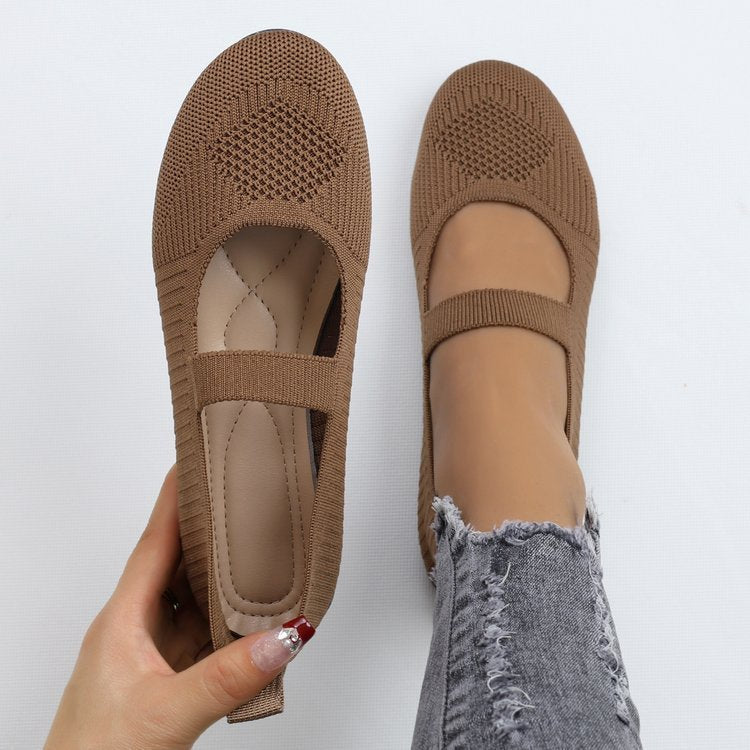 Décolleté in tessuto volante, comode, casual, con testa rotonda e bocca bassa