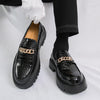 Men's Autumn Thick Bottom Crocodile Pattern Loafers Leather Shoes