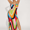 Neck-hanging Rainbow-print Dress For Women