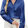 Versatile Satin Silk Button-Down Womens Blouse