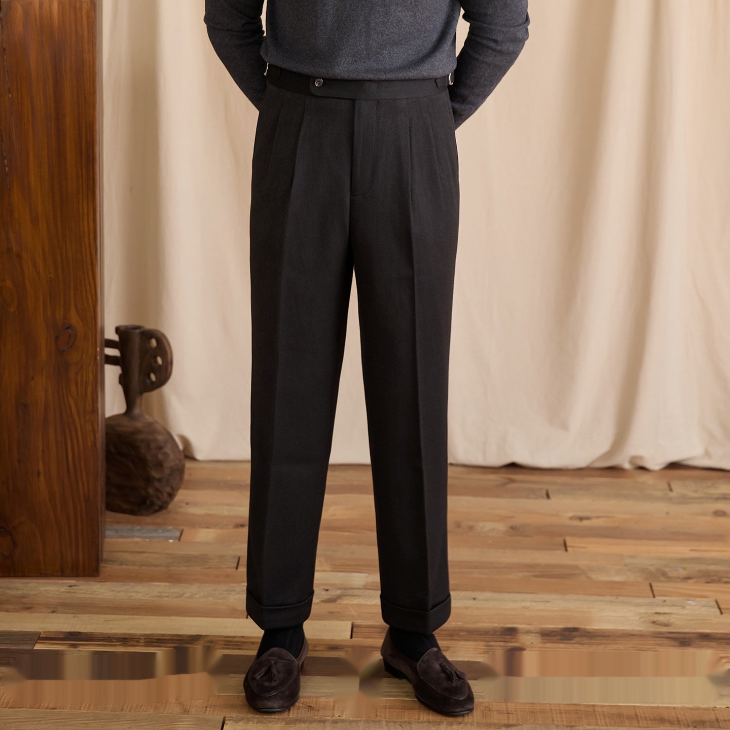 Blend Italian-style High-waisted Straight-leg Casual Pants