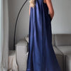 Vestito lungo in raso blu royal senza maniche