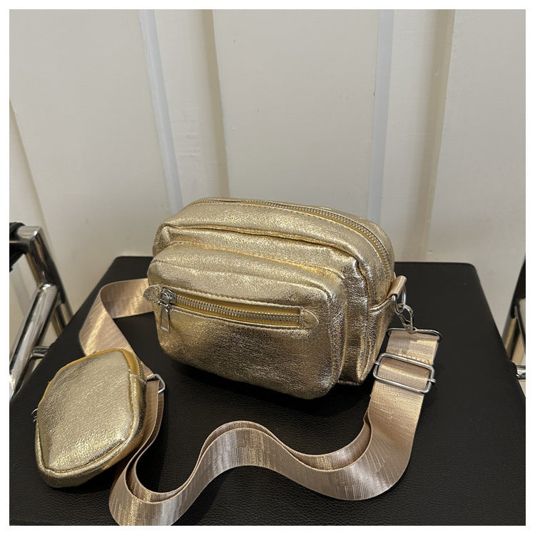 Borsa a tracolla piccola quadrata, stile western, casual e semplice, con tracolla larga