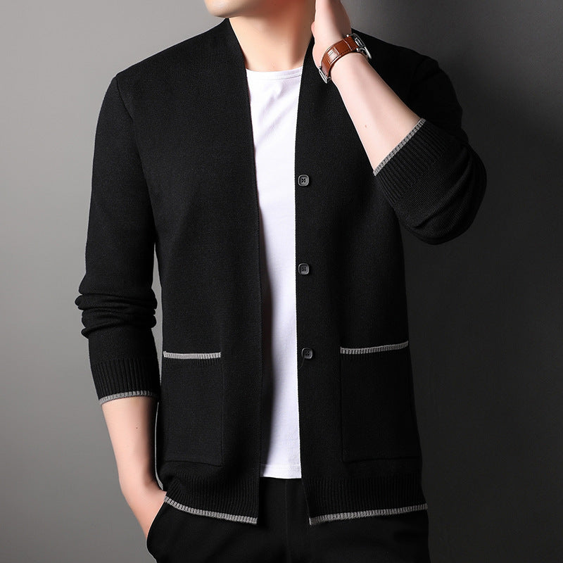 Simple Youth Fastener Decoration Sweater Coat