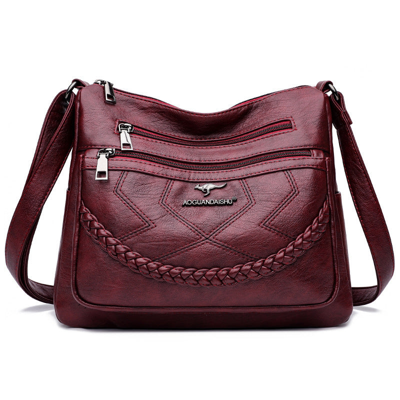Fashion Shoulder Bag Soft Leather Middle-aged Women's Large Capacity
