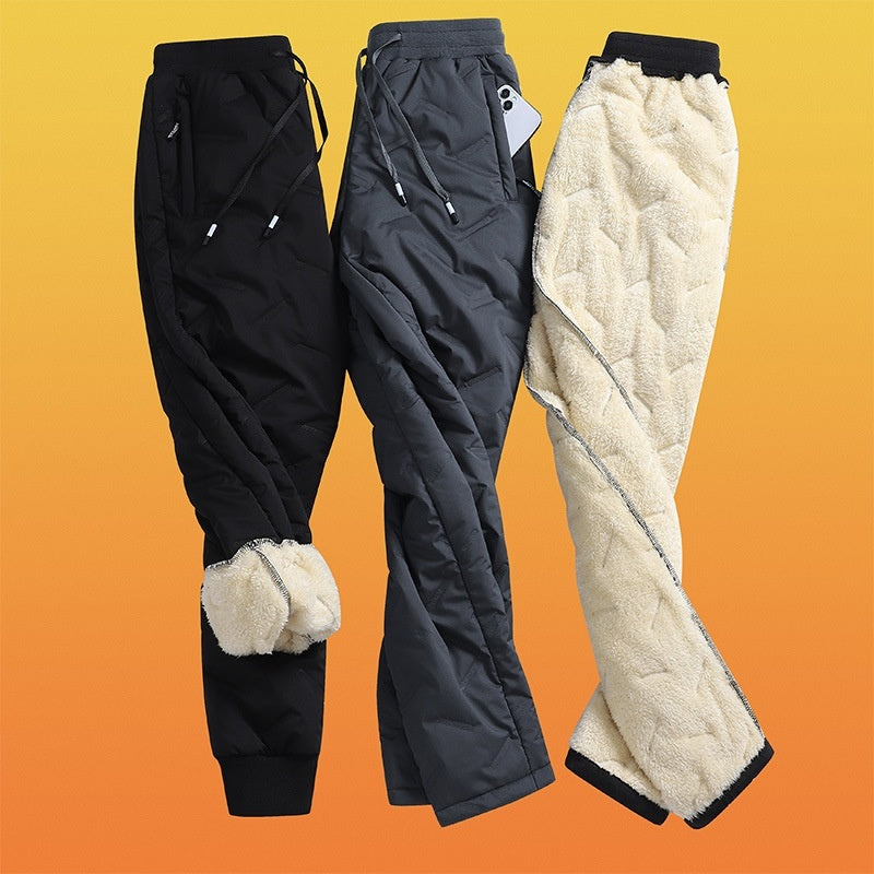 Men's Winter Windproof Warm Tactical Pants Loose Plus Size Fleece-lined