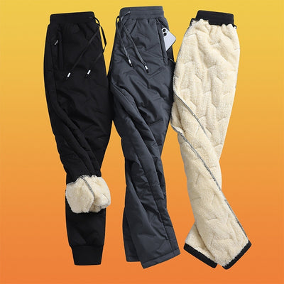 Men's Winter Windproof Warm Tactical Pants Loose Plus Size Fleece-lined