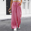 Pantaloni Loungeleisure Gessati a Vita Alta con Gamba Larga e Coulisse