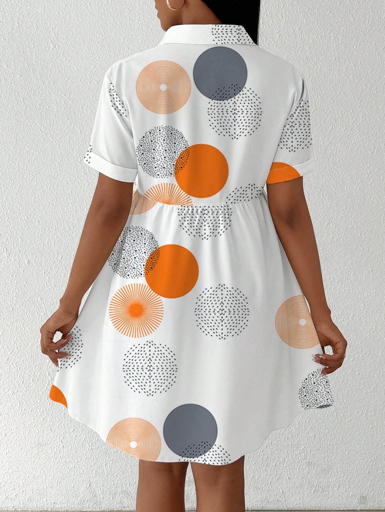 Clasi Button-Front Short Sleeve All-Over Print Casual Short Dress Women Shirt