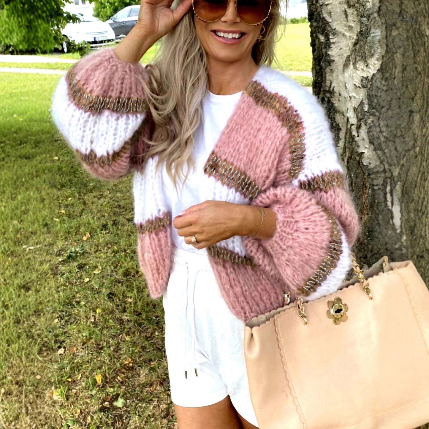 Cardigan Color Block Cardigan Maglione da donna