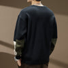 High Sense Color Contrast Patchwork Male Loose-fitting Oversized Sweater