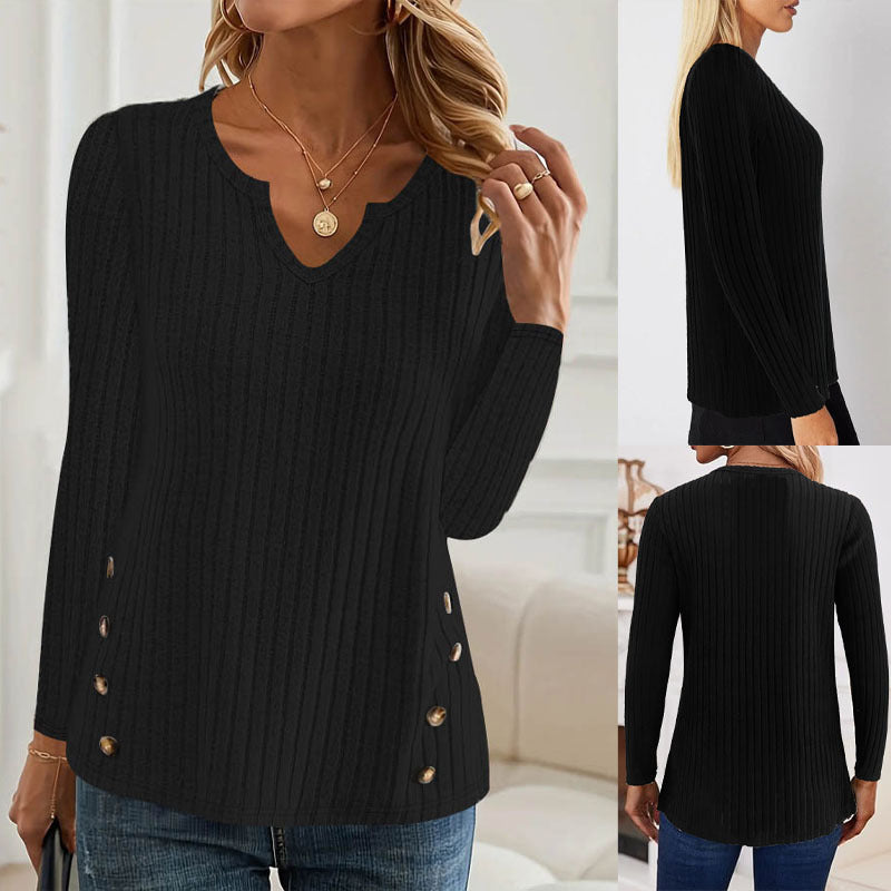 Simple Solid Color Casual Knitted Button Sweater