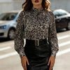 Retro Stand-Up Collar Fashion Commuter Printed Top