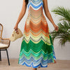 Ladies' Neck Hanging Peacock Element Printed Casual Dress