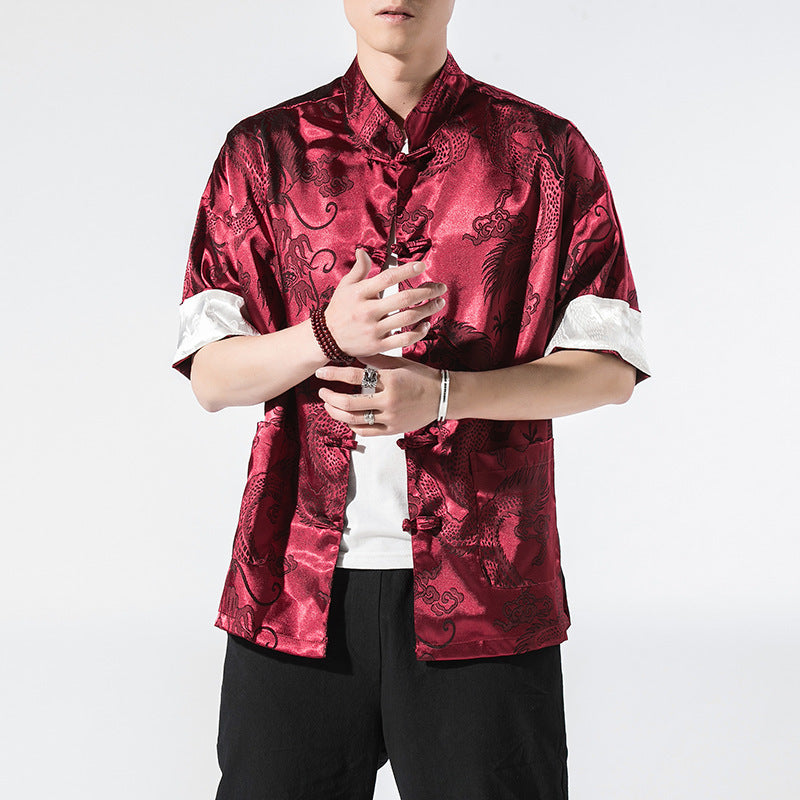 Fashion Personality Men's Short-sleeved Shirt Coat