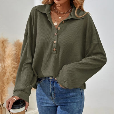 Solid Color Half-Breasted Drop Shoulder T-Shirt