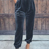 Women's Solid Color Straight Pants With Elastic Waist And Casual Cuffs