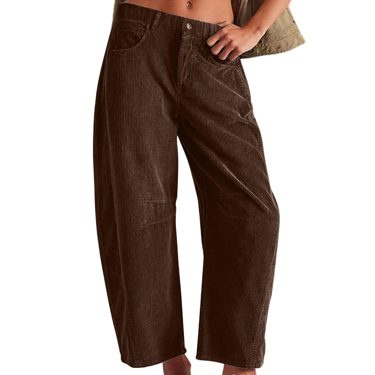 European And American Corduroy Loose Straight Trousers Women
