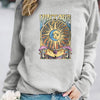 Felpa con cappuccio e stampa sole e luna, casual, a maniche lunghe, girocollo, da donna, autunno e inverno