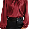 Womens Professional Office Lady Satin Blouse With A Stylish