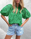 Top da donna casual elegante in pizzo traforato