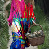 Vintage Printed V-neck Multi-color Long Sleeve Dress