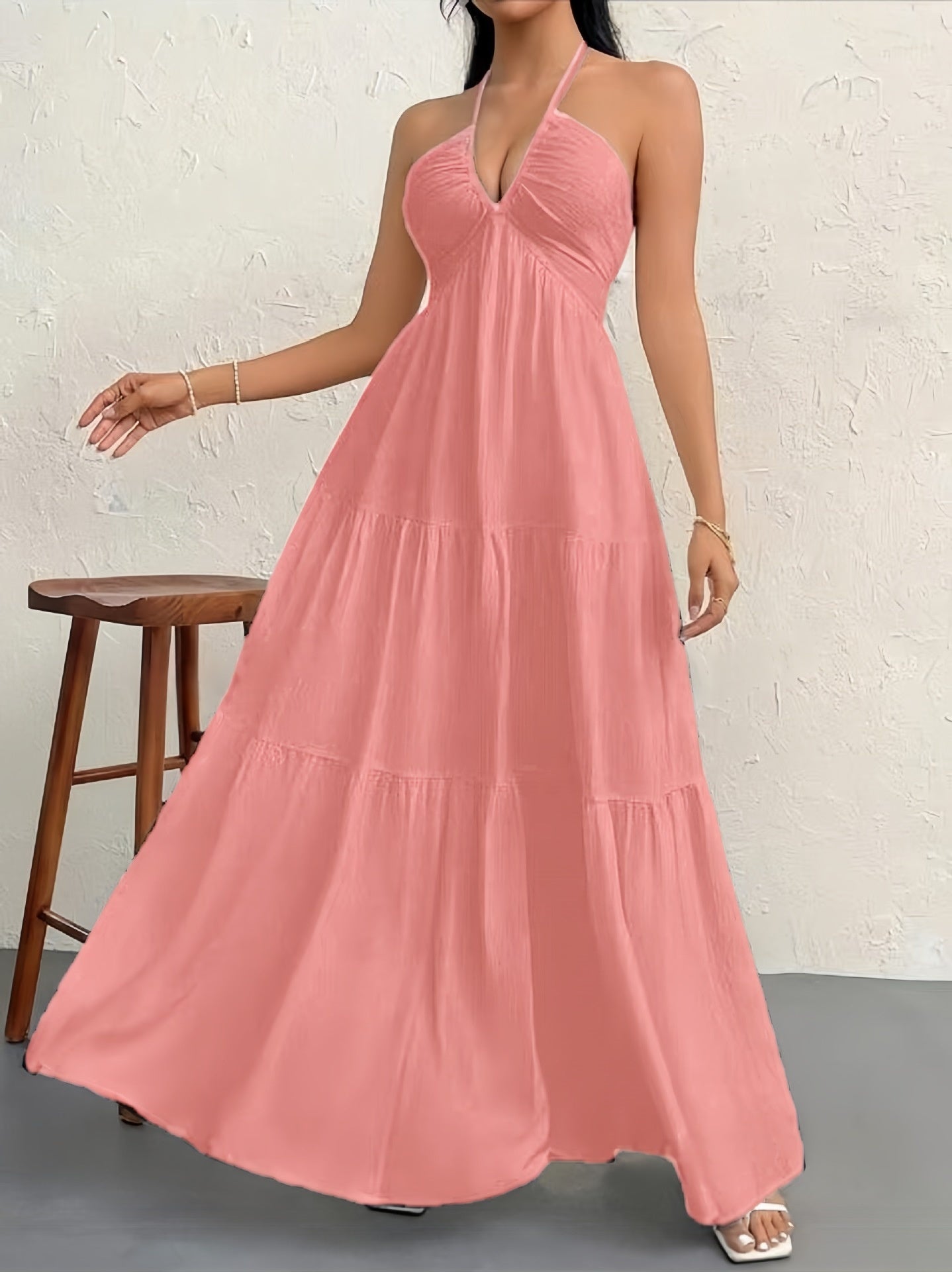 Womens Backless Halterneck Dress