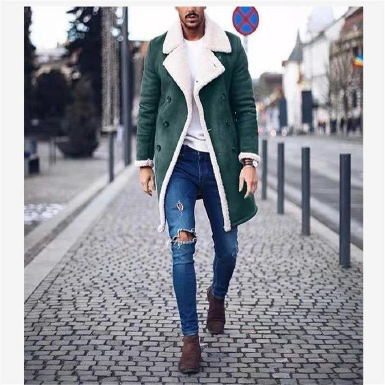 Winter Hot Style Faux Deerskin Polar Fleece Long Warm Coat