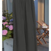 Ladies New Holiday Leisure Pure Color All-matching Drawstring Button Straight-leg Wide-leg Pants