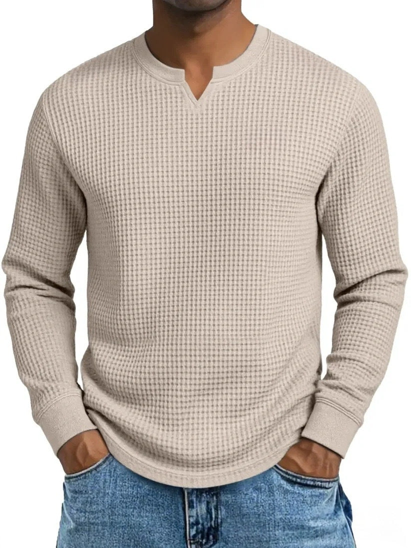Men's Slim-fit Casual Long-sleeve V-neck Top