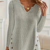 Simple Solid Color Casual Knitted Button Sweater