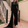 Vestito da sera sexy a collo alto in velluto coreano da donna